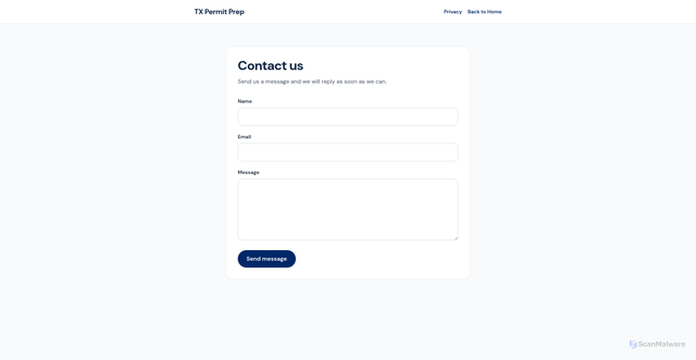 Security scan screenshot of https://tx-dmv-learners-study-guide.pages.dev/contact
