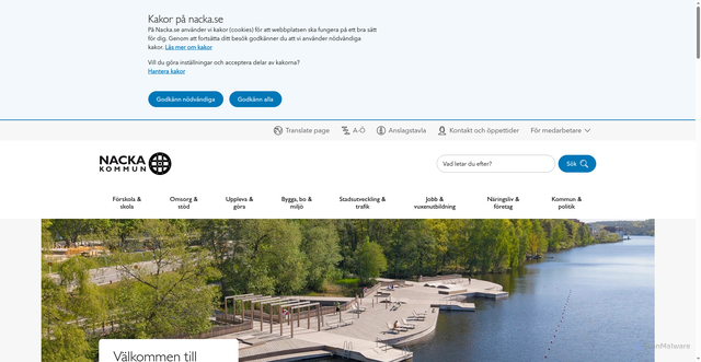 Security scan screenshot of http://www.nacka.se