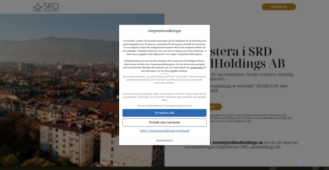 Security scan screenshot of https://srdlandholdings.se
