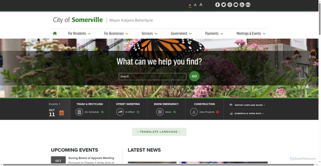 Security scan screenshot of https://www.somervillema.gov/