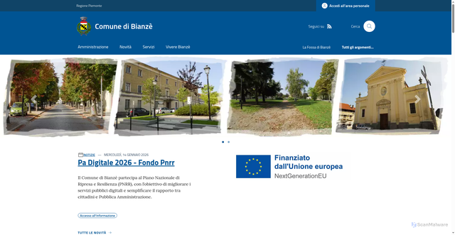 Security scan screenshot of https://www.comune.bianze.vc.it/