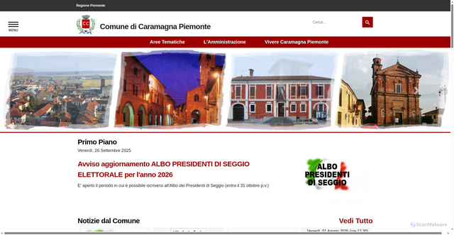 Security scan screenshot of https://www.comune.caramagnapiemonte.cn.it/