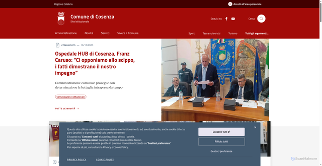 Security scan screenshot of https://www.comune.cosenza.it/
