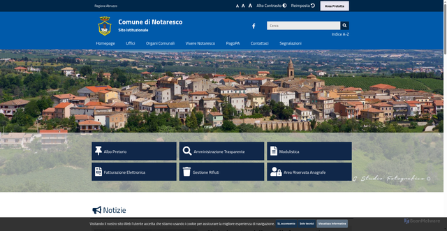 Security scan screenshot of https://www.comune.notaresco.te.it/