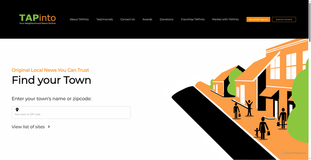 Security scan screenshot of https://www.tapinto.net