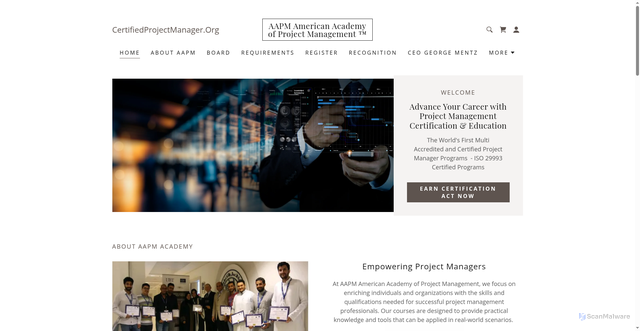 Security scan screenshot of https://certifiedprojectmanager.org