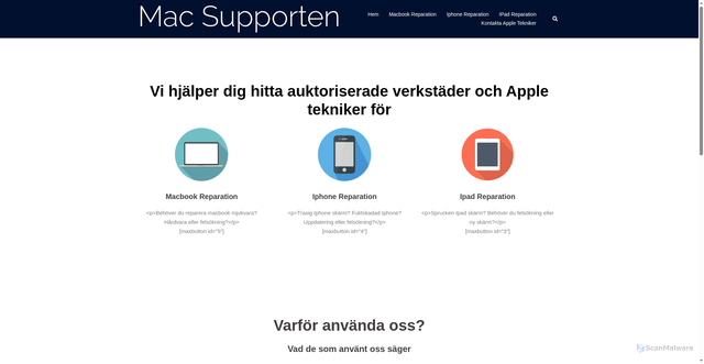 Security scan screenshot of https://macsupporten.se