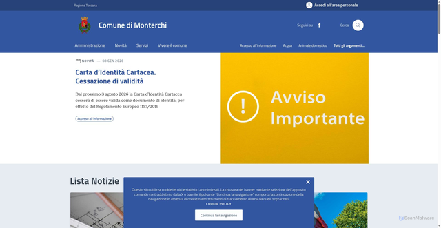 Security scan screenshot of https://comune.monterchi.ar.it/