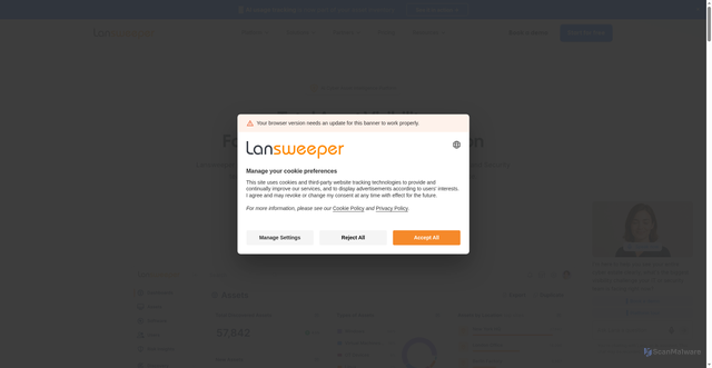Security scan screenshot of https://content.lansweeper.com