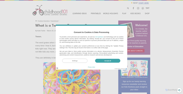 Security scan screenshot of https://childhood101.com/parenting-tweens-what-is-a-tween/