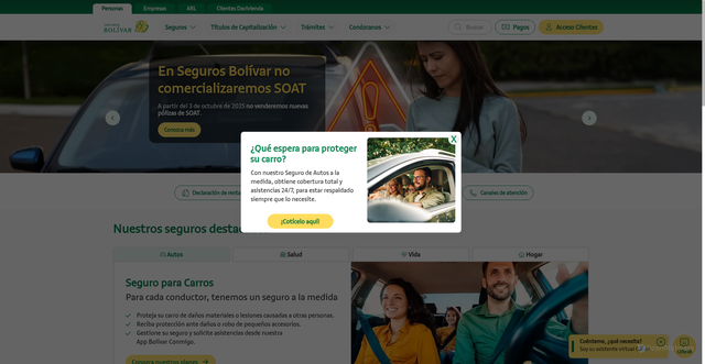 Security scan screenshot of https://www.segurosbolivar.com