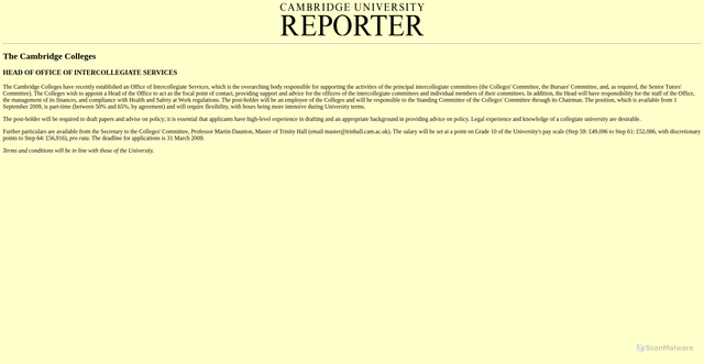 Security scan screenshot of https://www.admin.cam.ac.uk/reporter/2008-09/weekly/6145/25.html