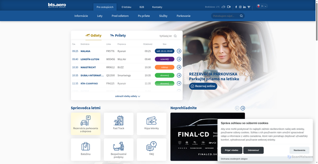 Security scan screenshot of https://www.bts.aero/