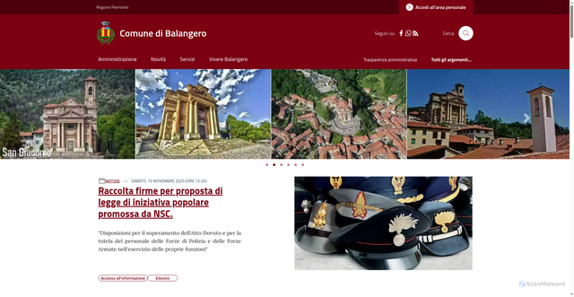 Security scan screenshot of https://www.comune.balangero.to.it/