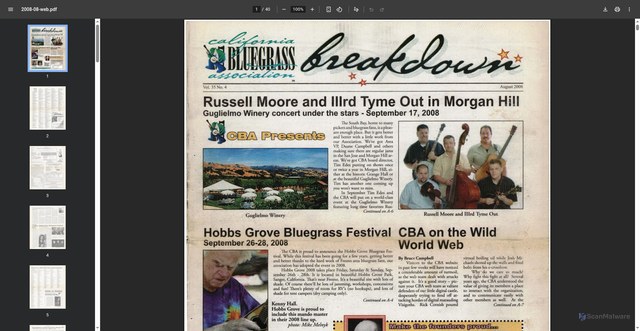 Security scan screenshot of https://californiabluegrass.org/wp-content/uploads/2023/12/2008-08-web.pdf