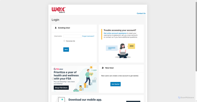 Security scan screenshot of https://benefitslogin.wexhealth.com