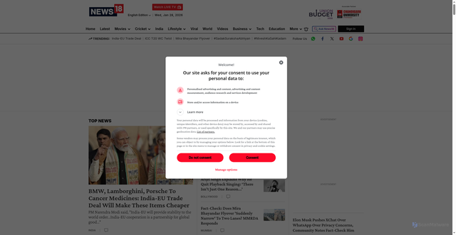 Security scan screenshot of https://news18.com