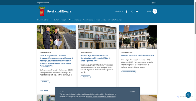 Security scan screenshot of https://www.provincia.novara.it/it