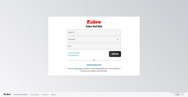Security scan screenshot of https://srw.sabre.com