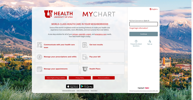Security scan screenshot of https://mychart.med.utah.edu