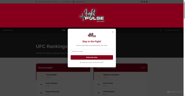 Security scan screenshot of https://www.fightpulse.net/rankings
