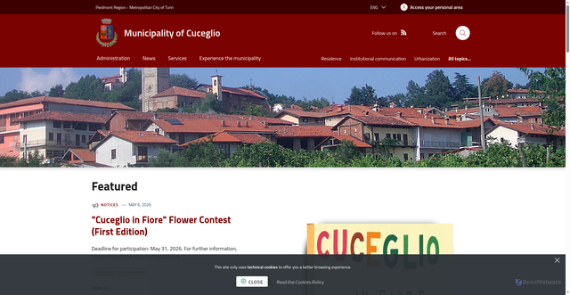 Security scan screenshot of https://www.comune.cuceglio.to.it