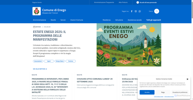 Security scan screenshot of https://www.comune.enego.vi.it/