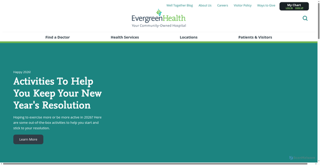 Security scan screenshot of https://www.evergreenhealth.com