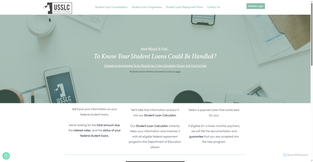 Security scan screenshot of https://usstudentloancenter.org/