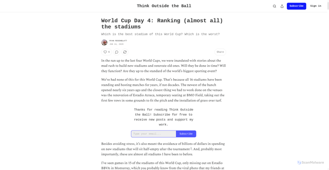 Security scan screenshot of https://thinkoutsidetheball.substack.com/p/world-cup-day-4-ranking-almost-all