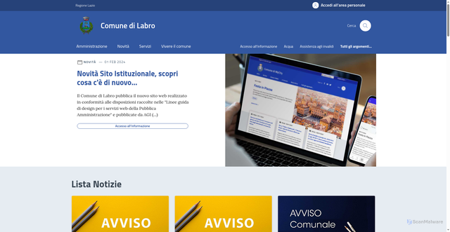 Security scan screenshot of https://comune.labro.ri.it/