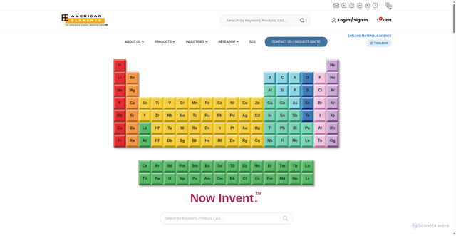 Security scan screenshot of https://www.americanelements.com