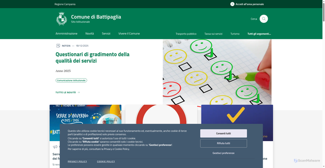 Security scan screenshot of https://www.comune.battipaglia.sa.it/