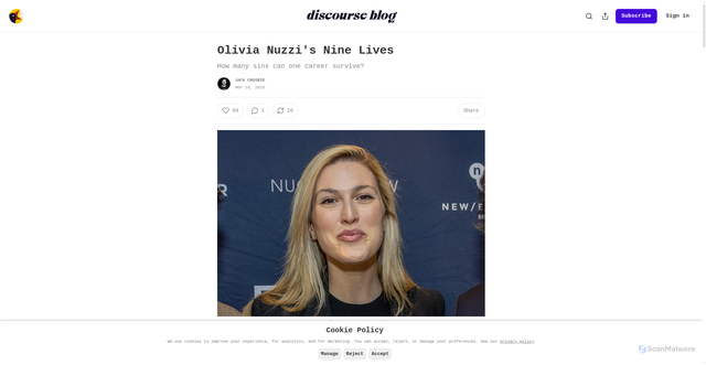 Security scan screenshot of https://www.discourseblog.com/p/olivia-nuzzis-nine-lives