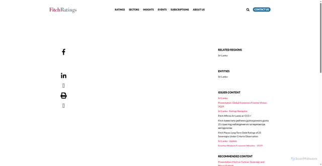Security scan screenshot of https://www.fitchratings.com/research/sovereigns/sri-lankas-budget-sticks-to-fiscal-consolidation-path-11-11-2025
