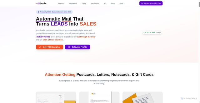 Security scan screenshot of https://thanks.io