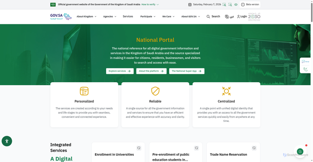 Security scan screenshot of https://my.gov.sa/en