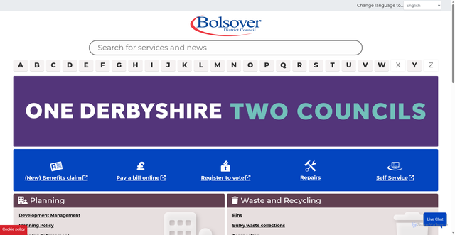 Security scan screenshot of https://www.bolsover.gov.uk/