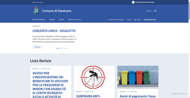 Security scan screenshot of https://www.comune.passirano.bs.it