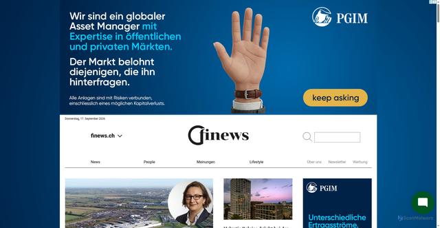 Security scan screenshot of https://www.finews.ch