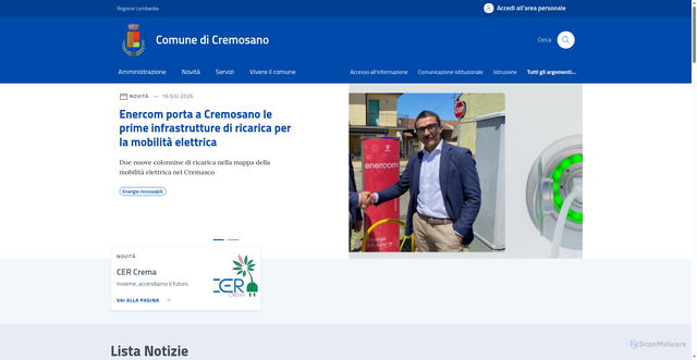 Security scan screenshot of https://www.comune.cremosano.cr.it