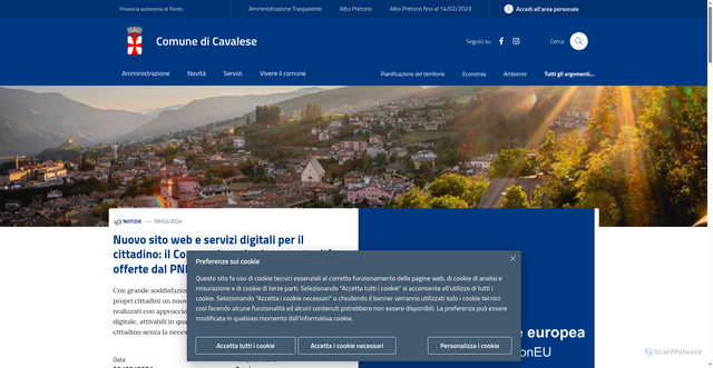 Security scan screenshot of https://www.comunecavalese.it