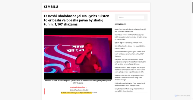 Security scan screenshot of https://snowloadi.pages.dev/post/er-beshi-bhalobasha-jai-na-lyrics/