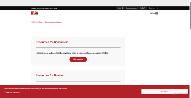 Security scan screenshot of https://www.nada.org/nada/consumer-vehicle-values