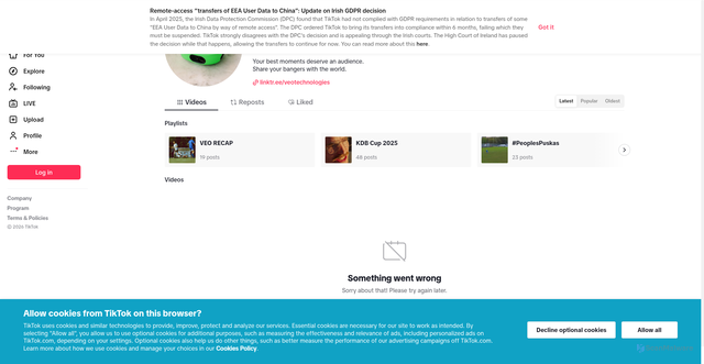 Security scan screenshot of https://www.tiktok.com/@veocamera