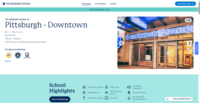 Security scan screenshot of https://www.goddardschool.com/schools/pa/pittsburgh/pittsburgh-downtown