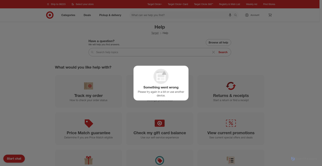 Security scan screenshot of https://help.target.com