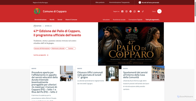 Security scan screenshot of https://www.comune.copparo.fe.it
