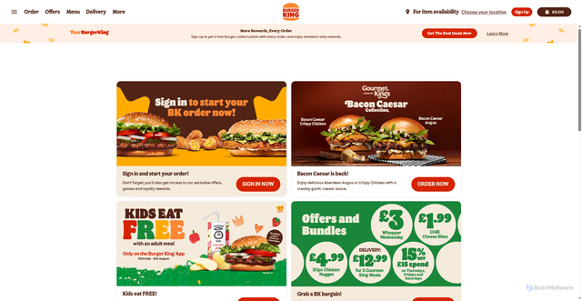 Security scan screenshot of https://www.burgerking.co.uk/