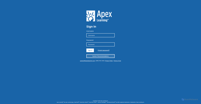 Security scan screenshot of https://www.apexvs.com